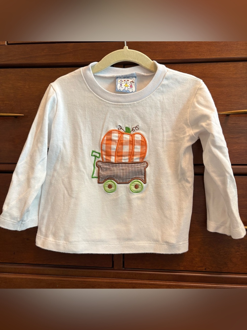 Three Sisters Boutique Kids Long Sleeve Pumpkin Wagon Shirt sz 3t